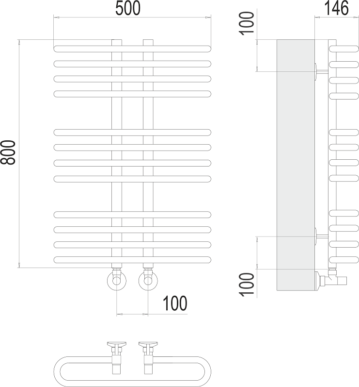 Полотенцесушитель водяной Terminus Сахара П12 500x800, 4670078529770