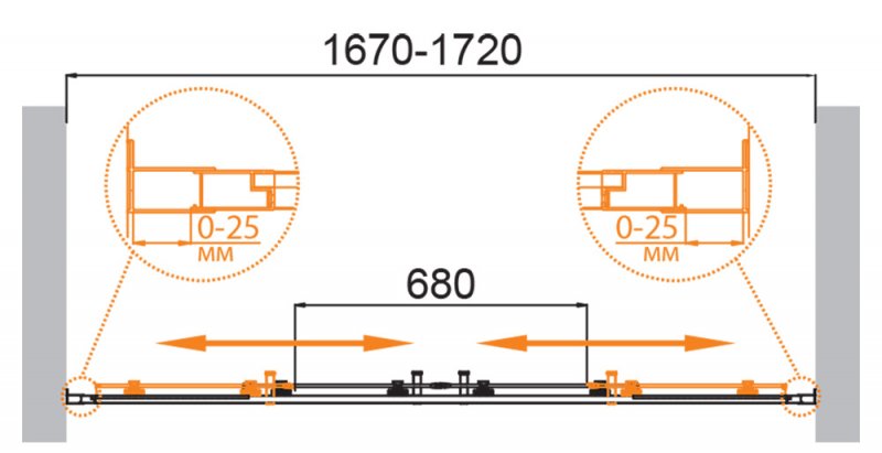 Душевая дверь Cezares MOLVENO-BF-2-170-C-GM-IV 170x195, прозрачная, оружейная сталь