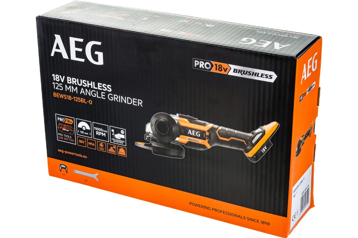 Бесщеточная угловая шлифмашина AEG BEWS18-125BL-0 4935464414