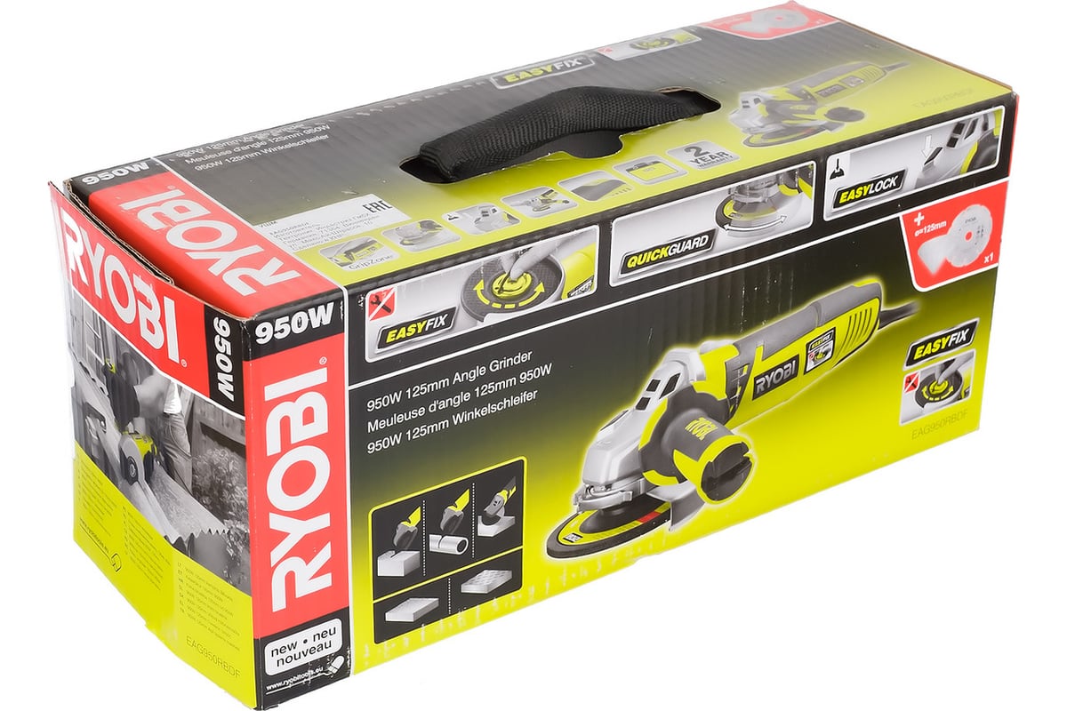 Угловая шлифмашина Ryobi EAG950RB-DF + алмазный диск 5133002272