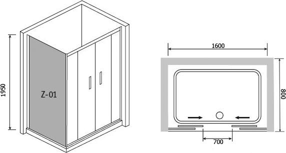 Душевой уголок RGW Passage PA-41 160x80 хром, прозрачное