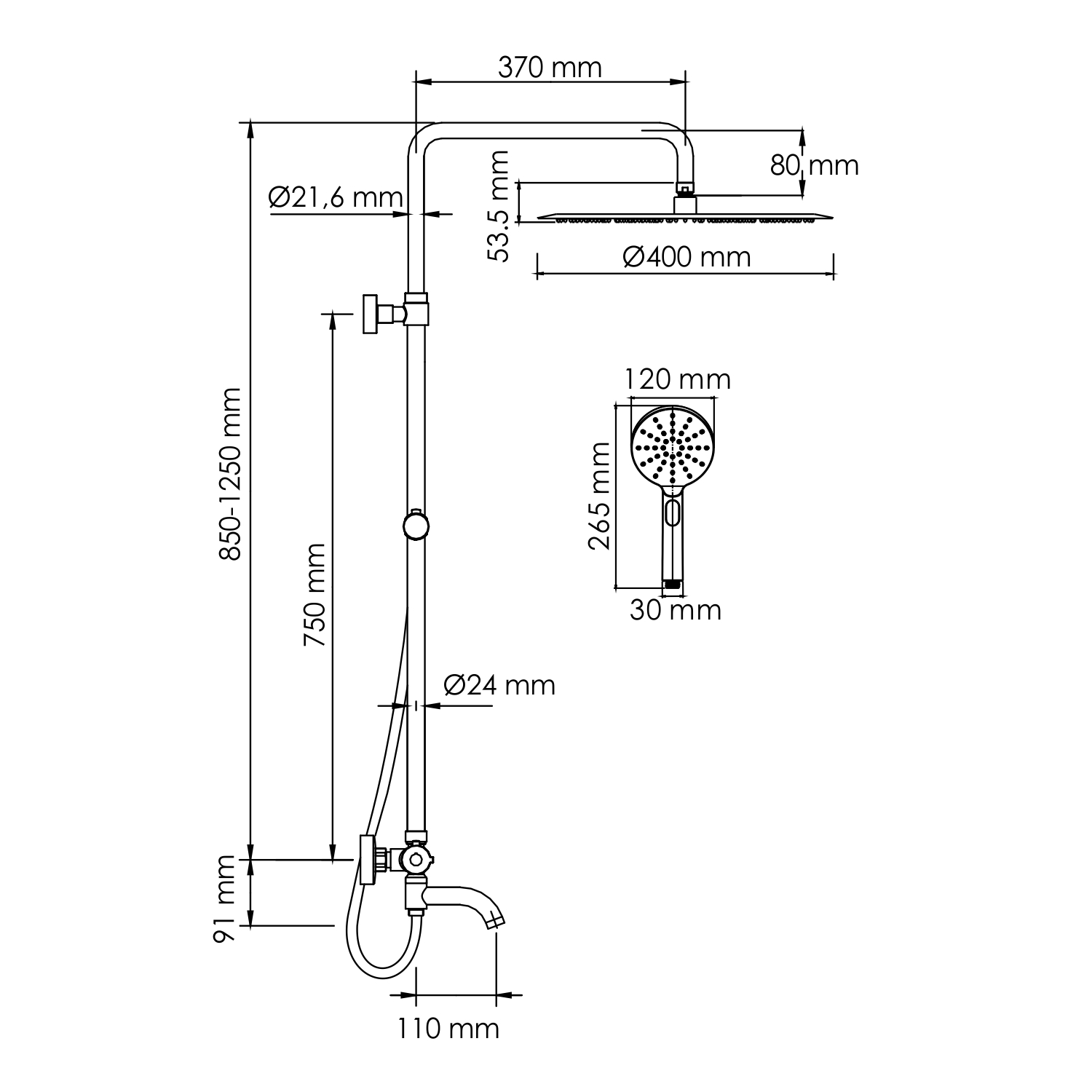 Душевая стойка WasserKRAFT A188.117.127.087.CH Thermo с термостатом, хром