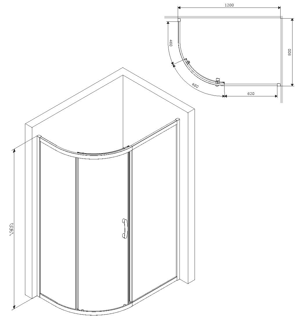 Душевой уголок Am.Pm Like 120x80 тонированный, хром