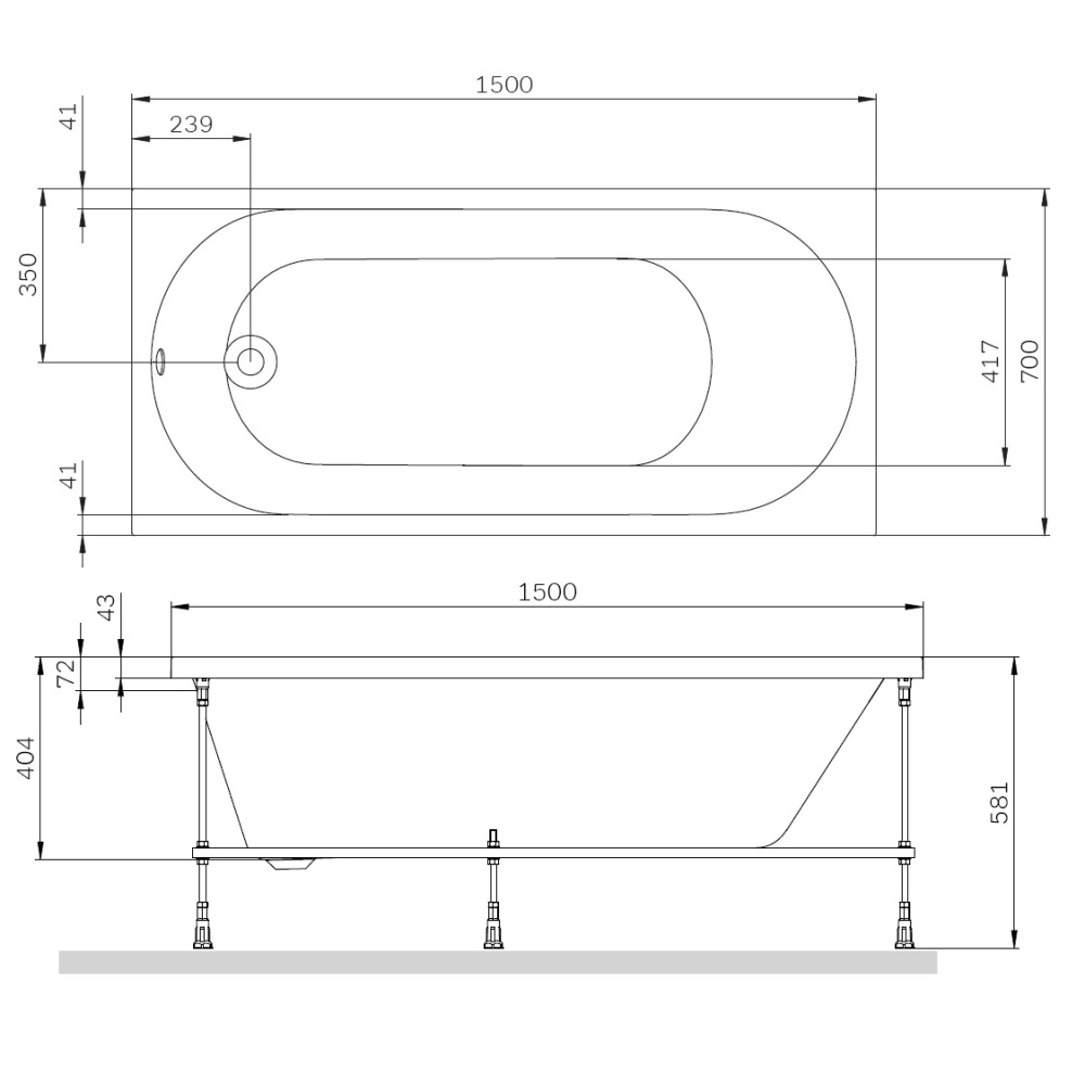 Акриловая ванна Am.Pm X-Joy W94A-150-070W-A1 150x70 см