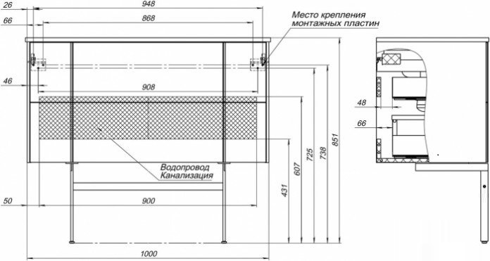 Мебель для ванной Allen Brau Reality 100 см со столешницей, cement grey matt