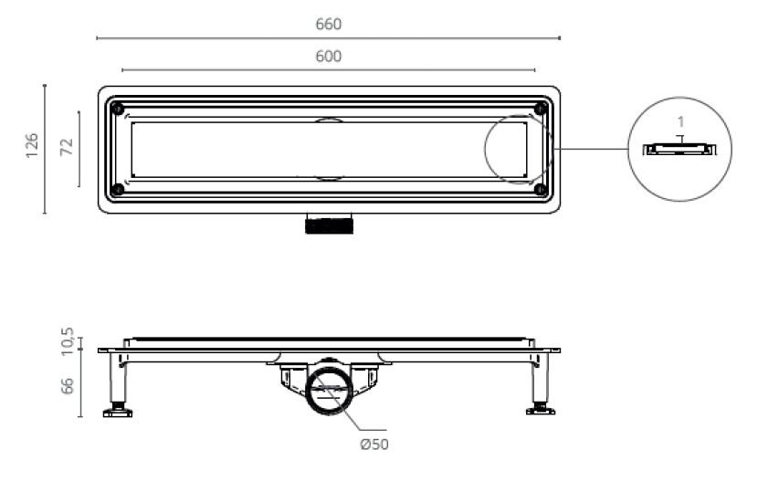 Душевой лоток Ctesi Flow Line BK4024530 60 см хром