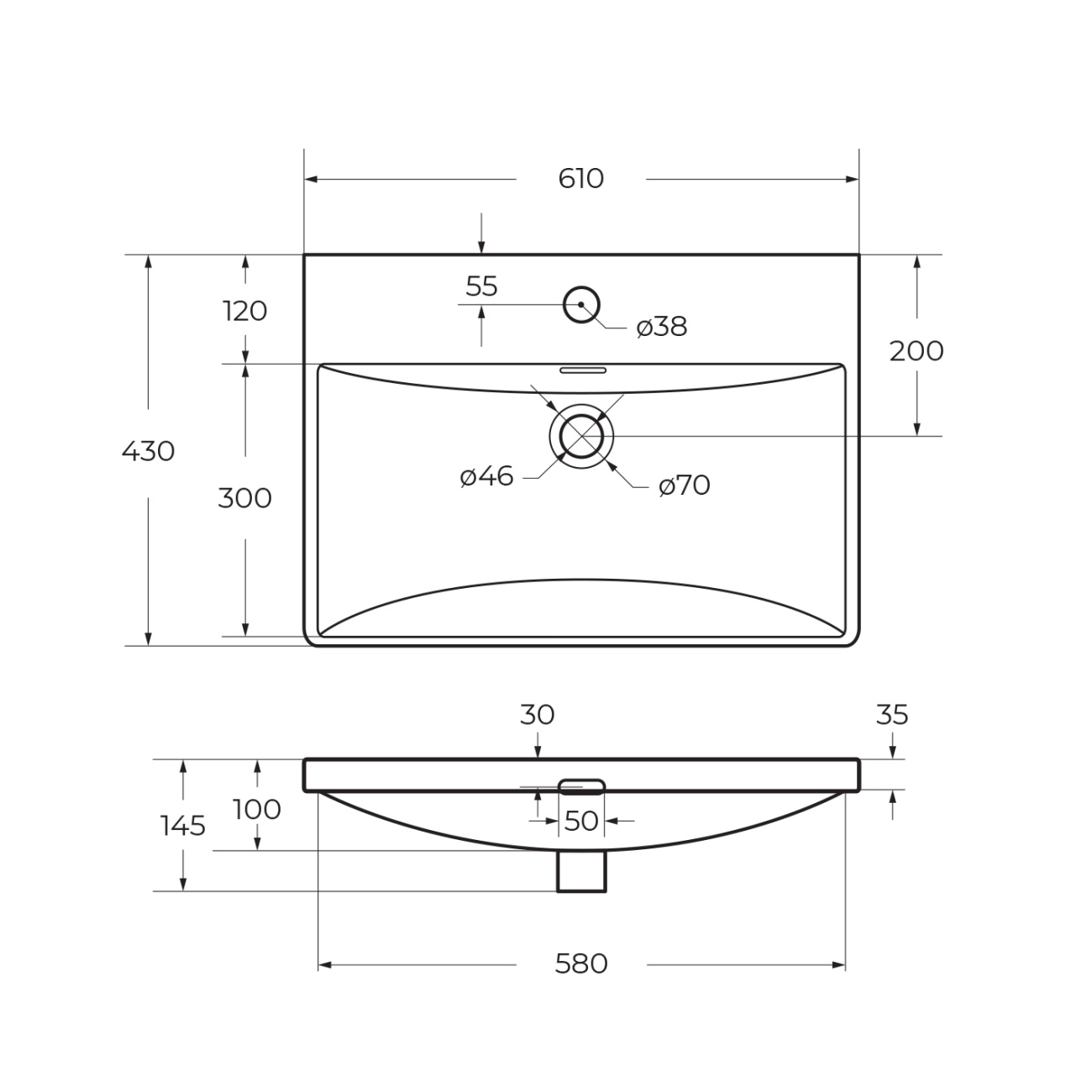 Раковина BelBagno 60 см BB-8076-3-60