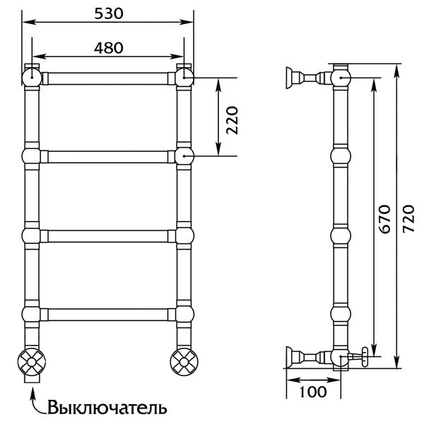 Полотенцесушитель электрический Migliore Colosseum 53x72 SX ML.CLS-EL.300.CR хром