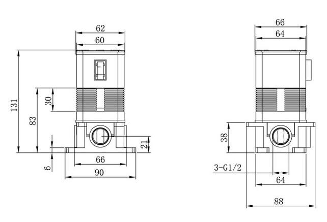 Смеситель для душа Caprigo Adria-Uno 02-550-CRM встраиваемый, хром