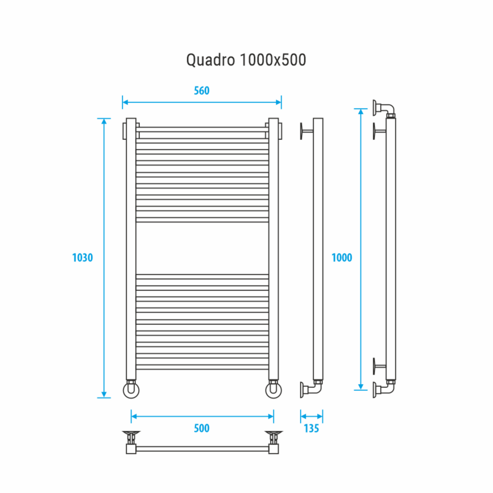 Полотенцесушитель водяной Energy Quadro EWTR0QUAD1005 50x100 хром