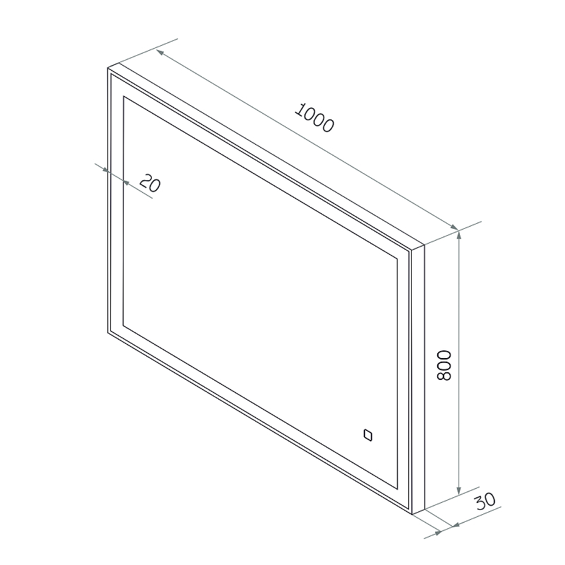 Зеркало Континент Solid Led 100x80 см с подсветкой, черный ЗЛП1607