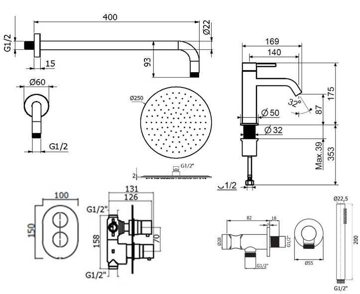 Душевой набор Plumberia IXO KITXOT18CR53 хром