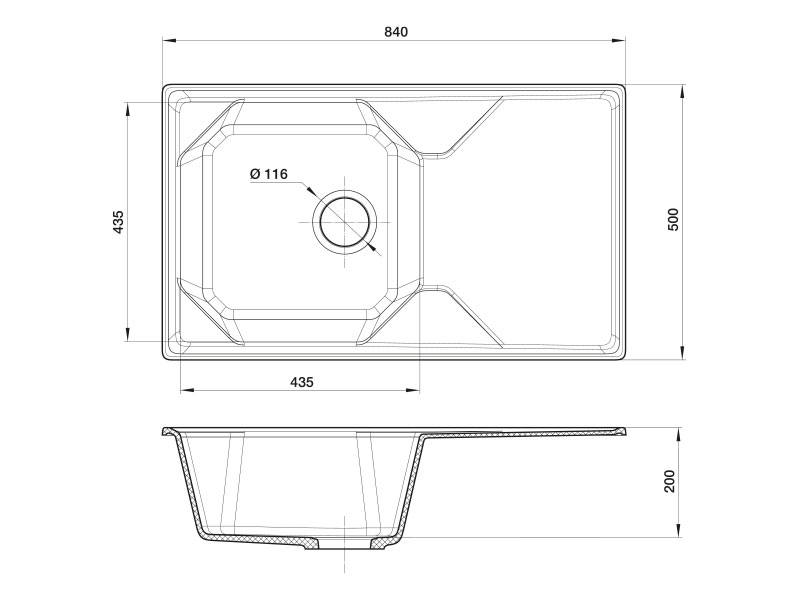 Кухонная мойка GranFest Unique GF-U-840L 84 см черный