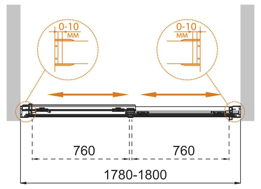 Шторка для ванны Cezares TANDEM-SOFT-VF-2-180/145-C-BORO-IV 180x145 прозрачная, брашированное золото