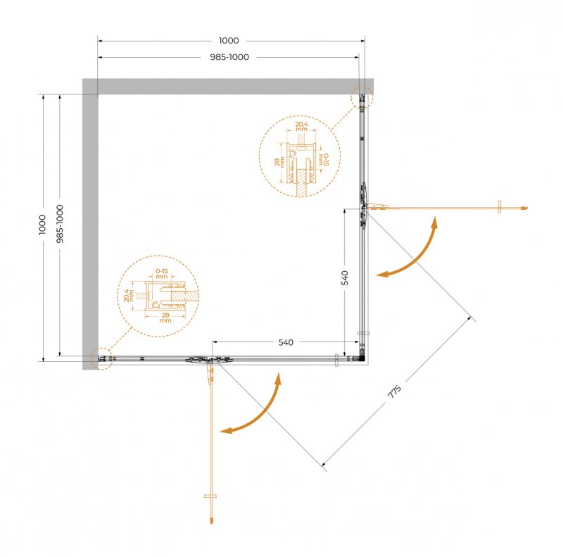 Душевой уголок Cezares Liner 100x100 прозрачный, хром LINER-A-2-100-C-Cr