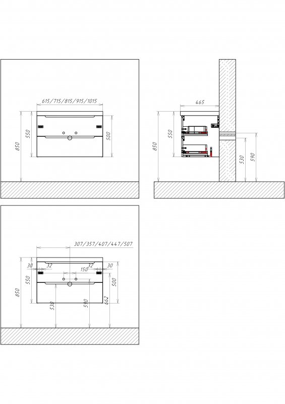 Мебель для ванной BelBagno Etna 91x46x51 см Rovere Moro