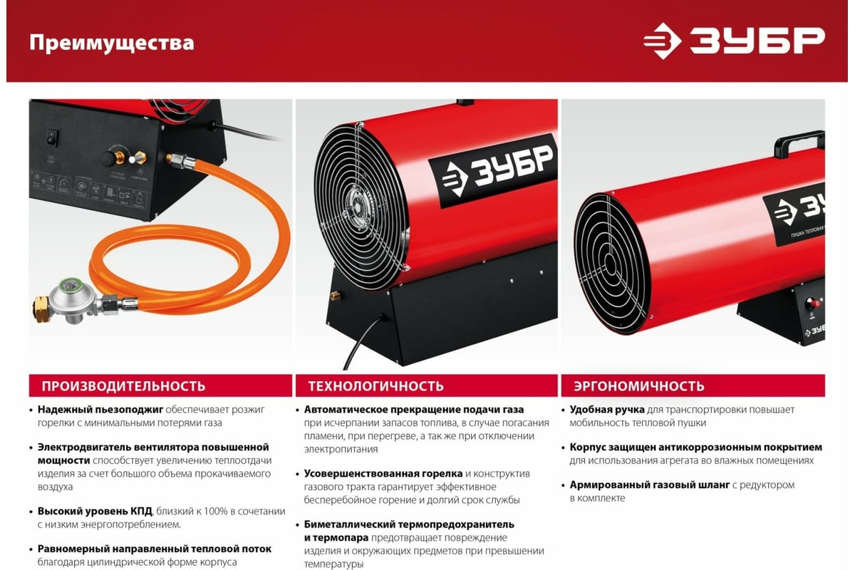 Газовая тепловая пушка Зубр 12 кВт ТПГ-12