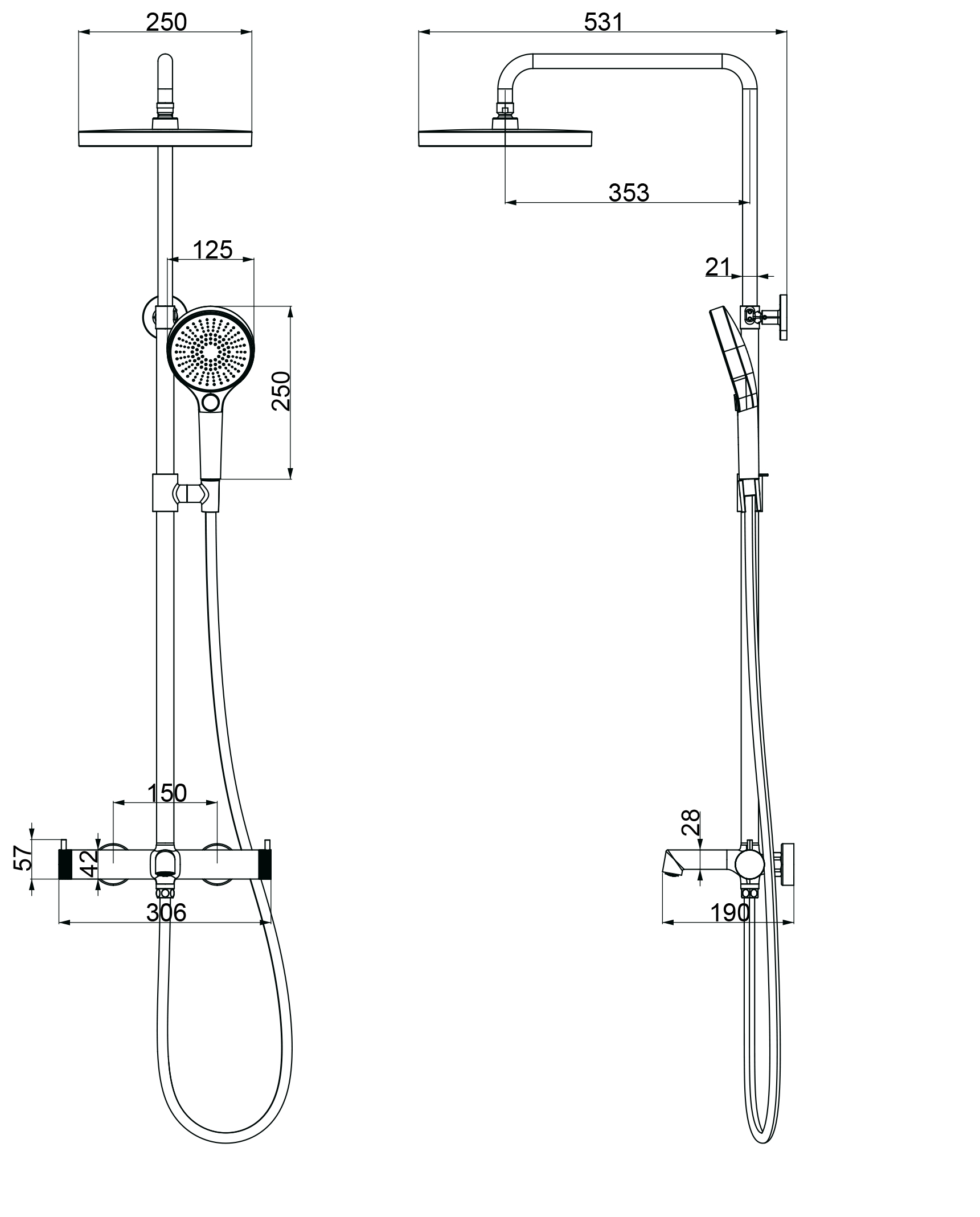 Душевая стойка Vincea Rim VSFS-2RM1BG брашированное золото