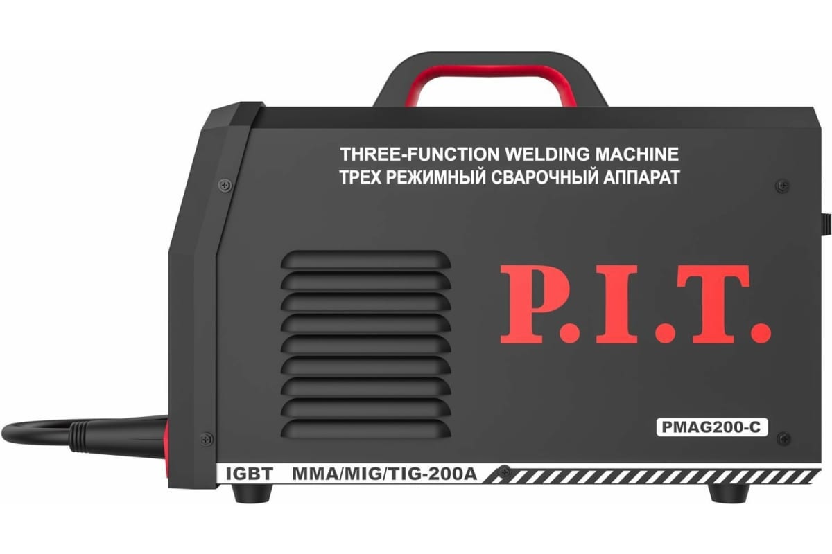 Сварочный полуавтомат P.I.T. 200А, ПВ-60, MMA 1,6-4.0мм, 5.8кВт, MIG 0,8-1.0мм PMAG200-C