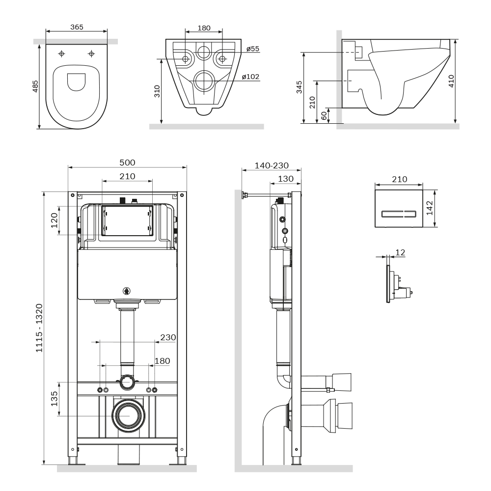 Подвесной унитаз Am.Pm Spirit V2.0 IS450A38.701700 с сиденьем микролифт, инсталляцией и черной клавишей