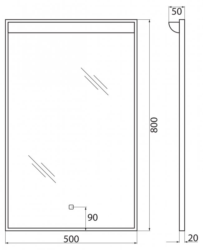 Зеркало BelBagno SPC-UNO-500-800-TCH 50x80 см, с подсветкой