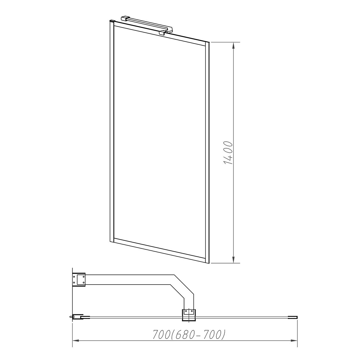 Шторка для ванны Vincea VSB-41700FLGM 70x140 вороненая сталь, рифленое