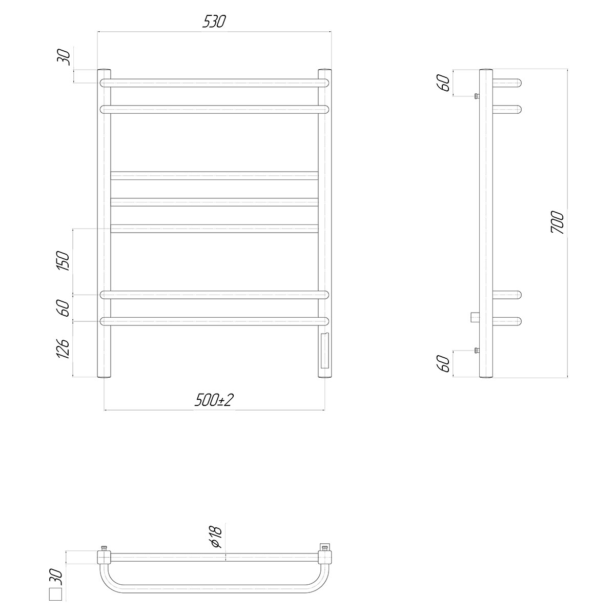 Полотенцесушитель электрический Lemark Linara LM04707Z П7 50x70