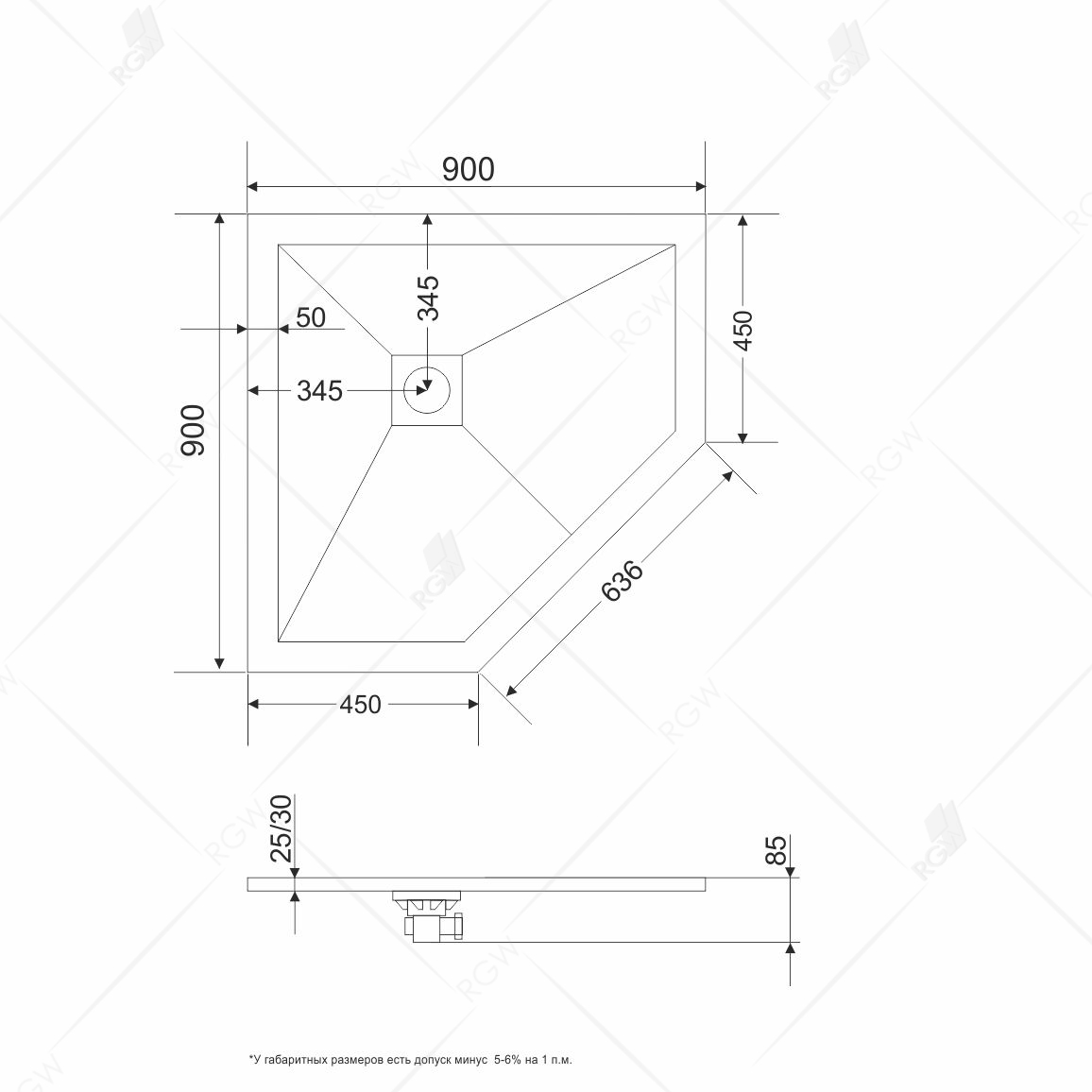 Поддон для душа RGW ST/T-Be 16155099-03 90x90 бежевый