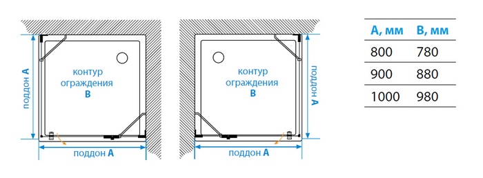 Душевой уголок Акватон LAX 1AX019SSXX000 100x100 квадрат, L