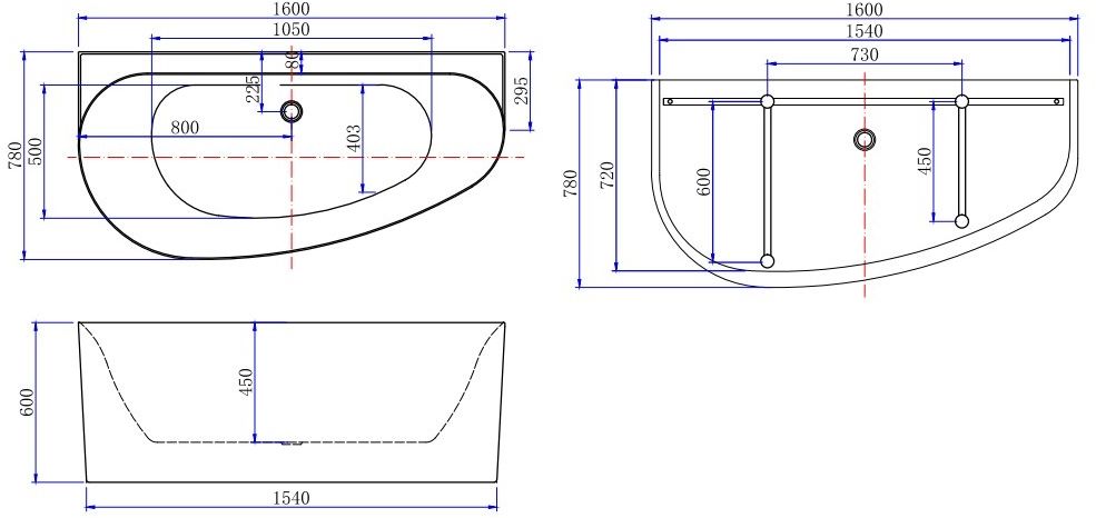 Акриловая ванна Allen Brau Priority 2.31005.20B 160x78 белый глянец, R