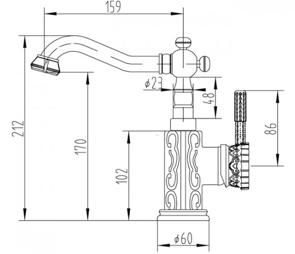 Смеситель для раковины Zorg Antic A 114U-SL серебро