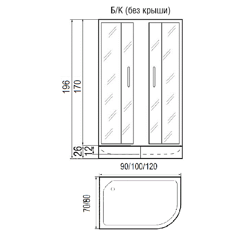 Душевой уголок River Don 120/80/24 MT 120x80 хром, матовое, R без поддона