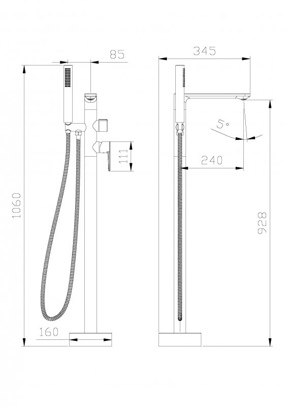 Напольный смеситель Cezares LUX-VDP-01 с душем, хром