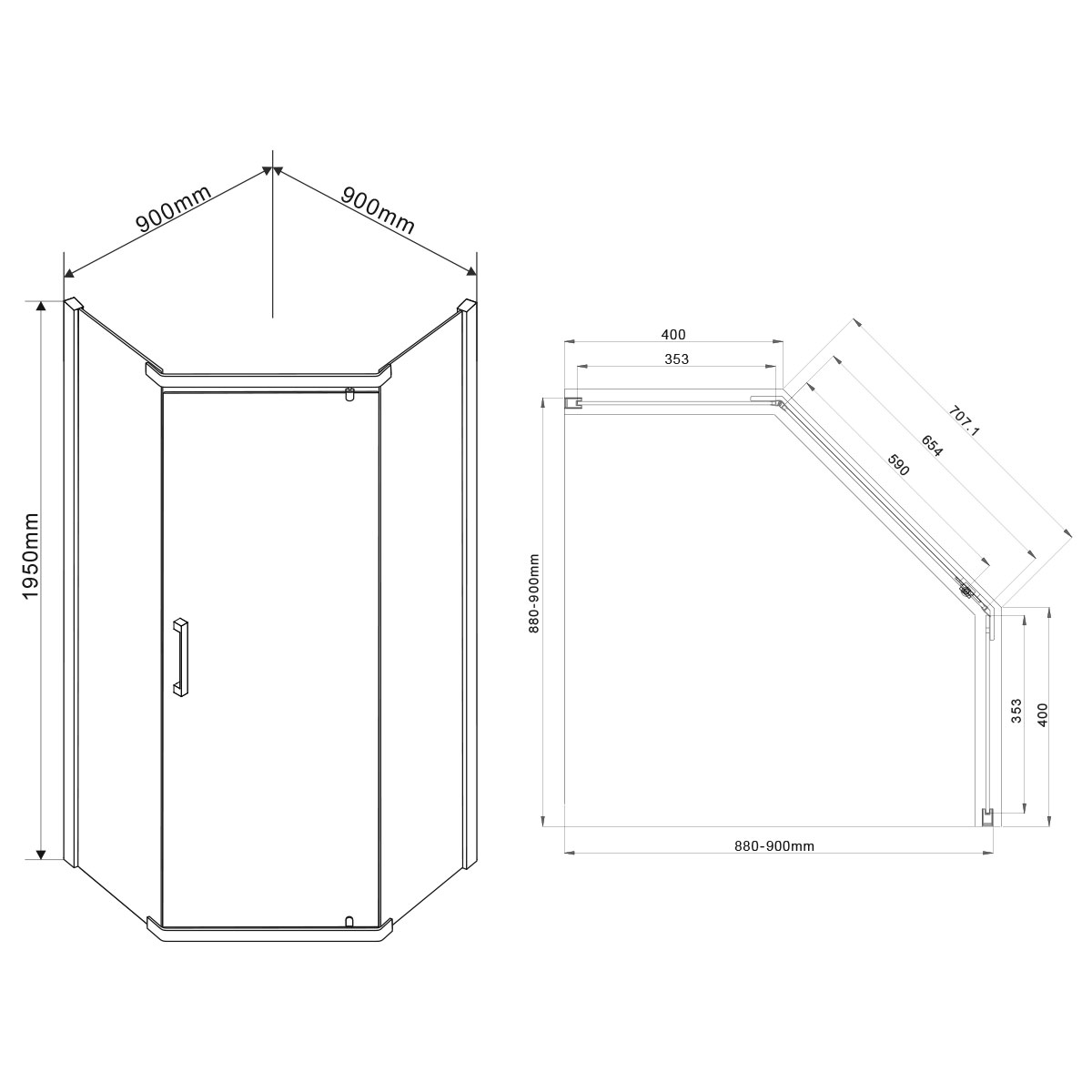 Душевой уголок Vincea Stresa VSP-1S900CLG 90x90 брашированное золото, прозрачный