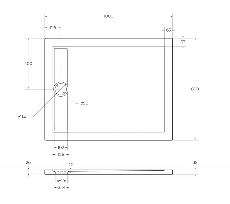 Поддон для душа BelBagno Due TRAY-BB-DUE-AH-100/80-4-W0 100x80 белый