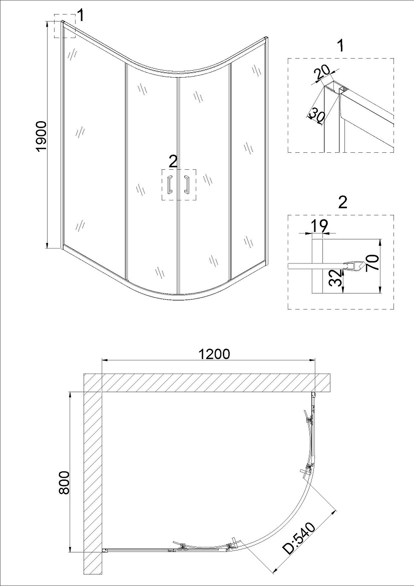 Душевой уголок Niagara Nova NG-6621-08 120x80 прозрачный, хром