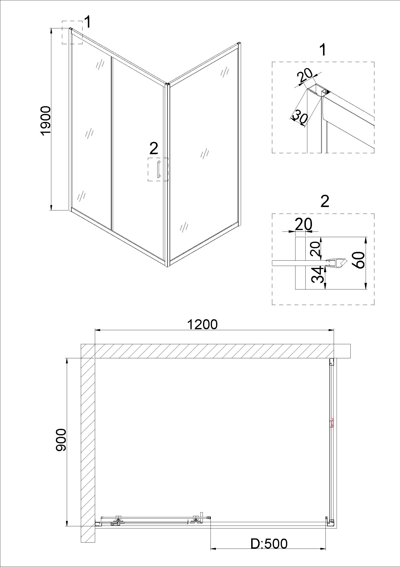 Душевой уголок Niagara Nova NG-42-12AG-A90G 120x90 прозрачный, золото