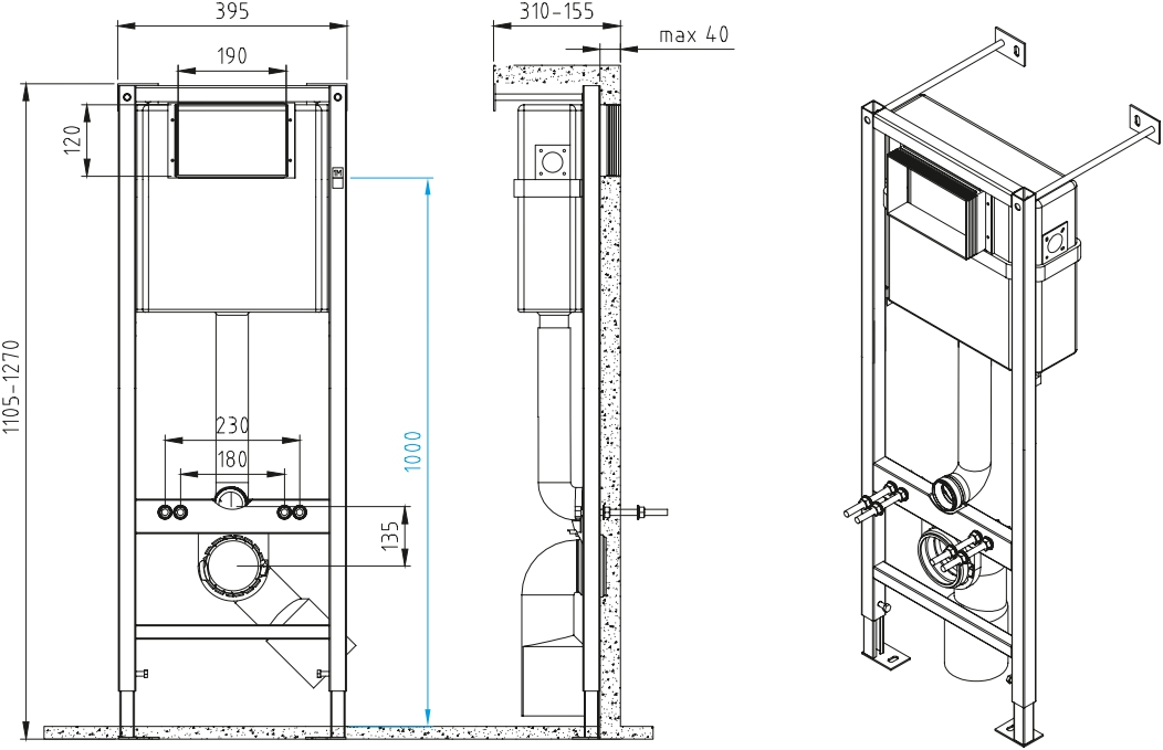 Инсталляция для унитаза Cersanit Vector 40+Blick 64184 с белой кнопкой