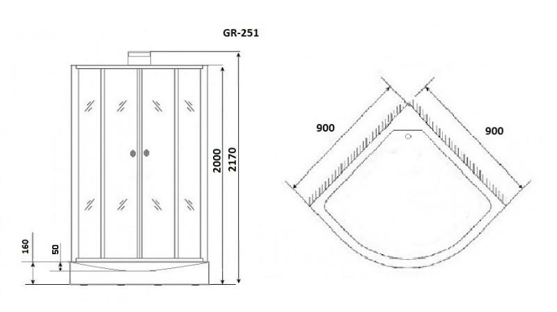 Душевая кабина Grossman GR251 90x90, черный