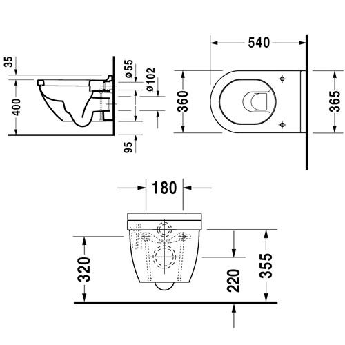 Подвесной унитаз Duravit Starck 3 скрытый крепеж (с крышкой SoftClose) 42250900A1