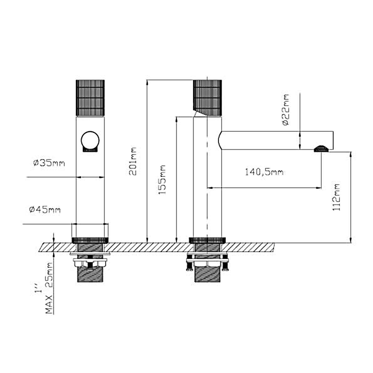 Смеситель для раковины Vincea Groove VBF-4G1BG4 брашированное золото