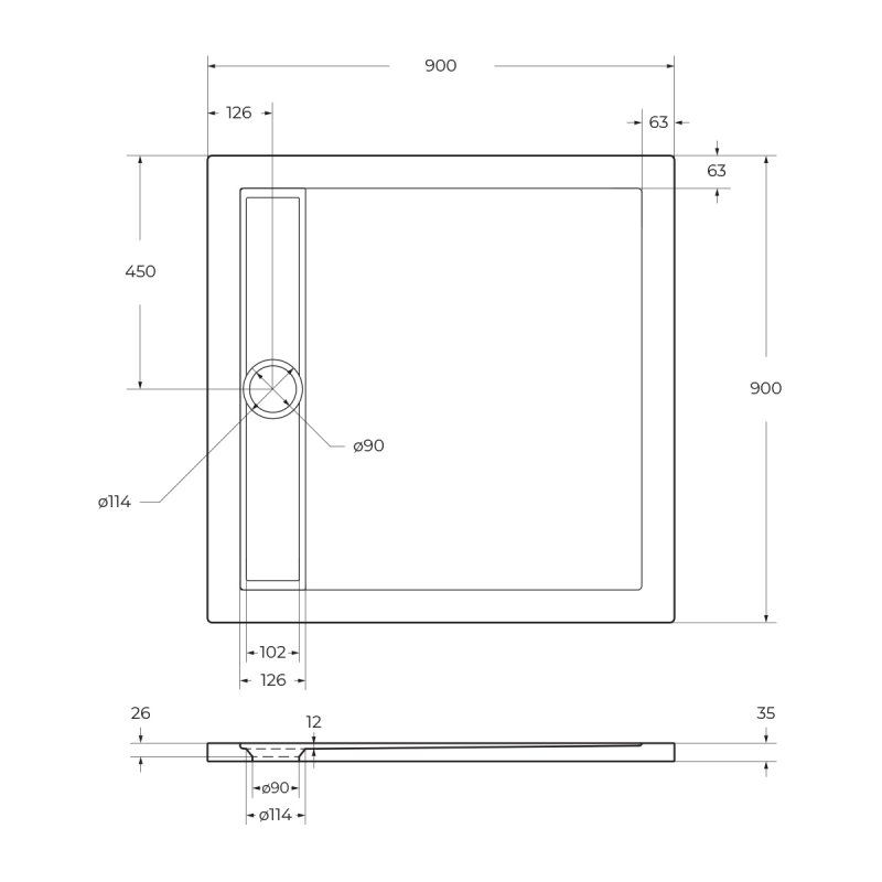 Поддон для душа BelBagno Due TRAY-BB-DUE-A-90-4-W0 90x90 белый