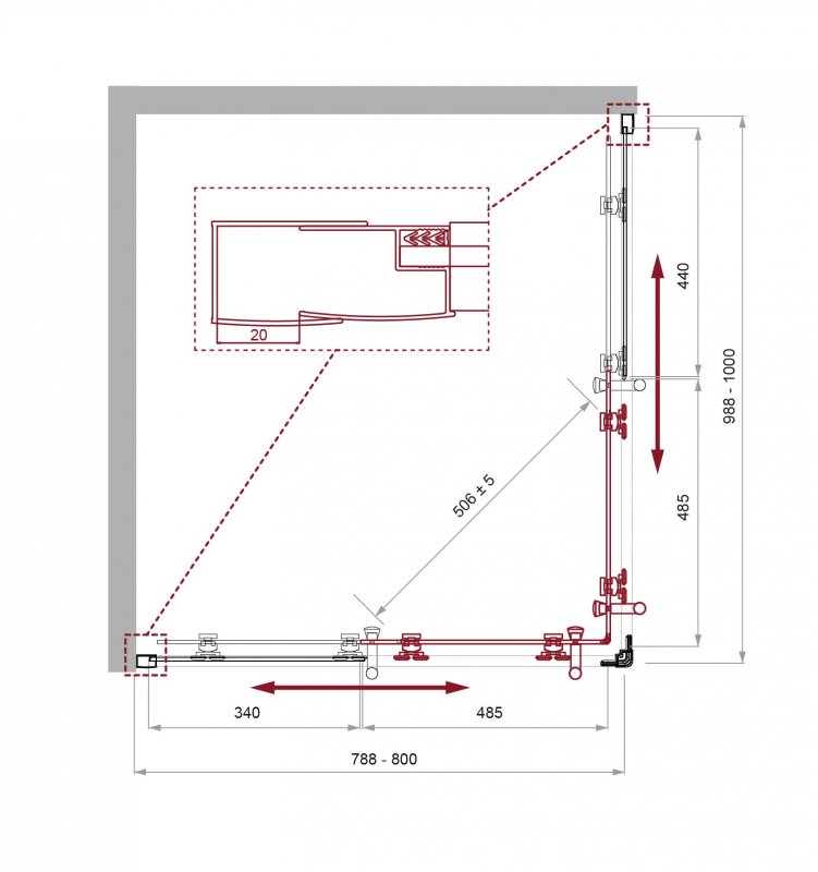 Душевой уголок BelBagno UNO-195-AH-2-100/80-C-NERO 100x80 прозрачный, черный матовый