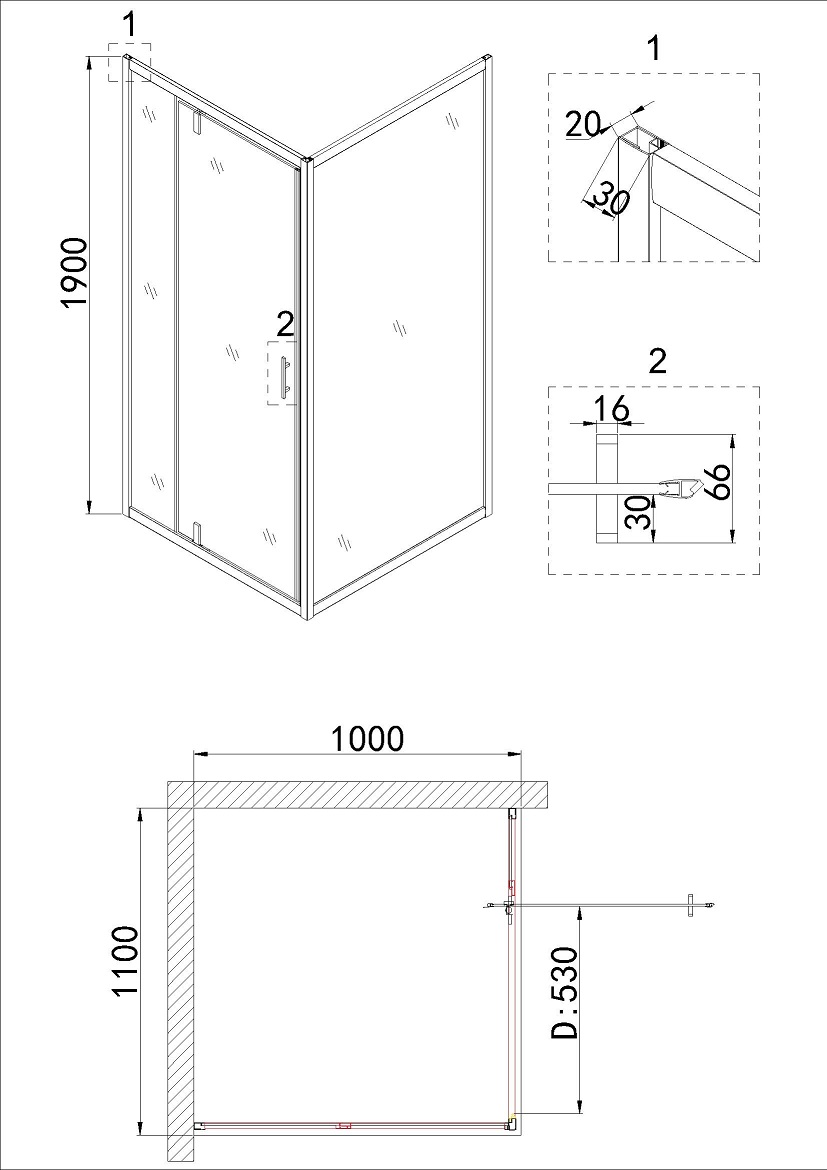 Душевой уголок Niagara Nova NG-63-11A-А100 110x100 прозрачный, хром