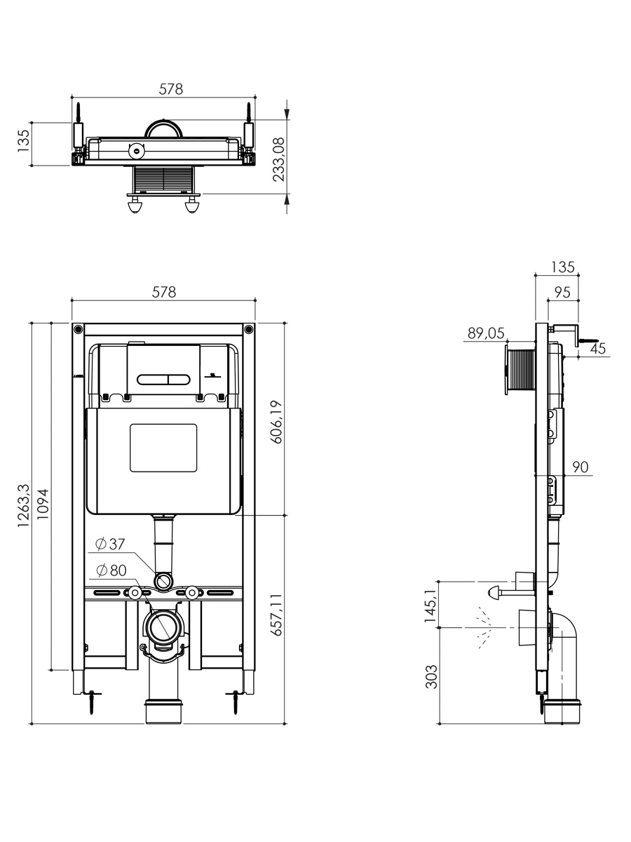 Инсталляция для унитаза AQUAme AQM4001CR с клавишей хром