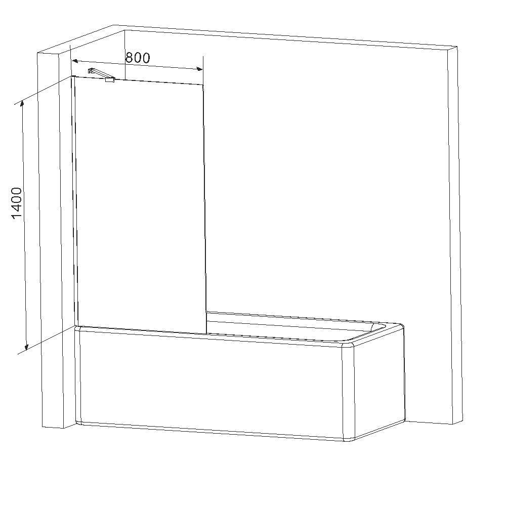 Шторка для ванны Am.Pm Gem W90BS-080-140BM 80x140 стекло матовое, черный