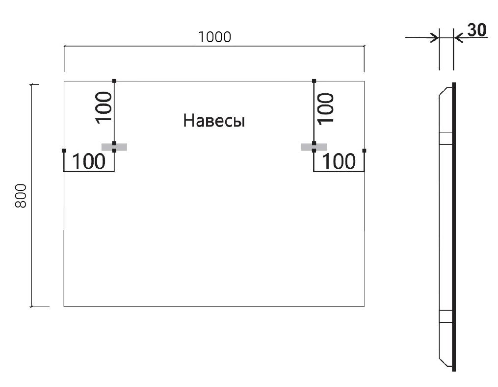 Зеркало Vincea VLM-3VN100B 100x80 см, сенсорный выключатель и диммер, черный