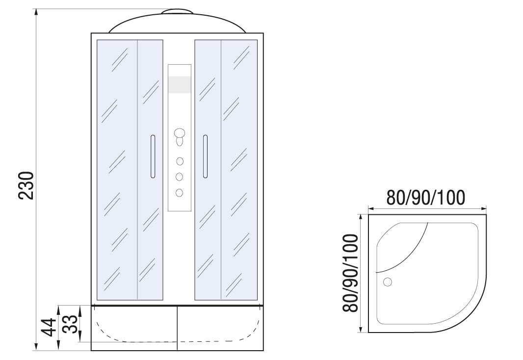 Душевая кабина River Dunay XL 80/43 TH 80x80 тонированная, хром 10000003139