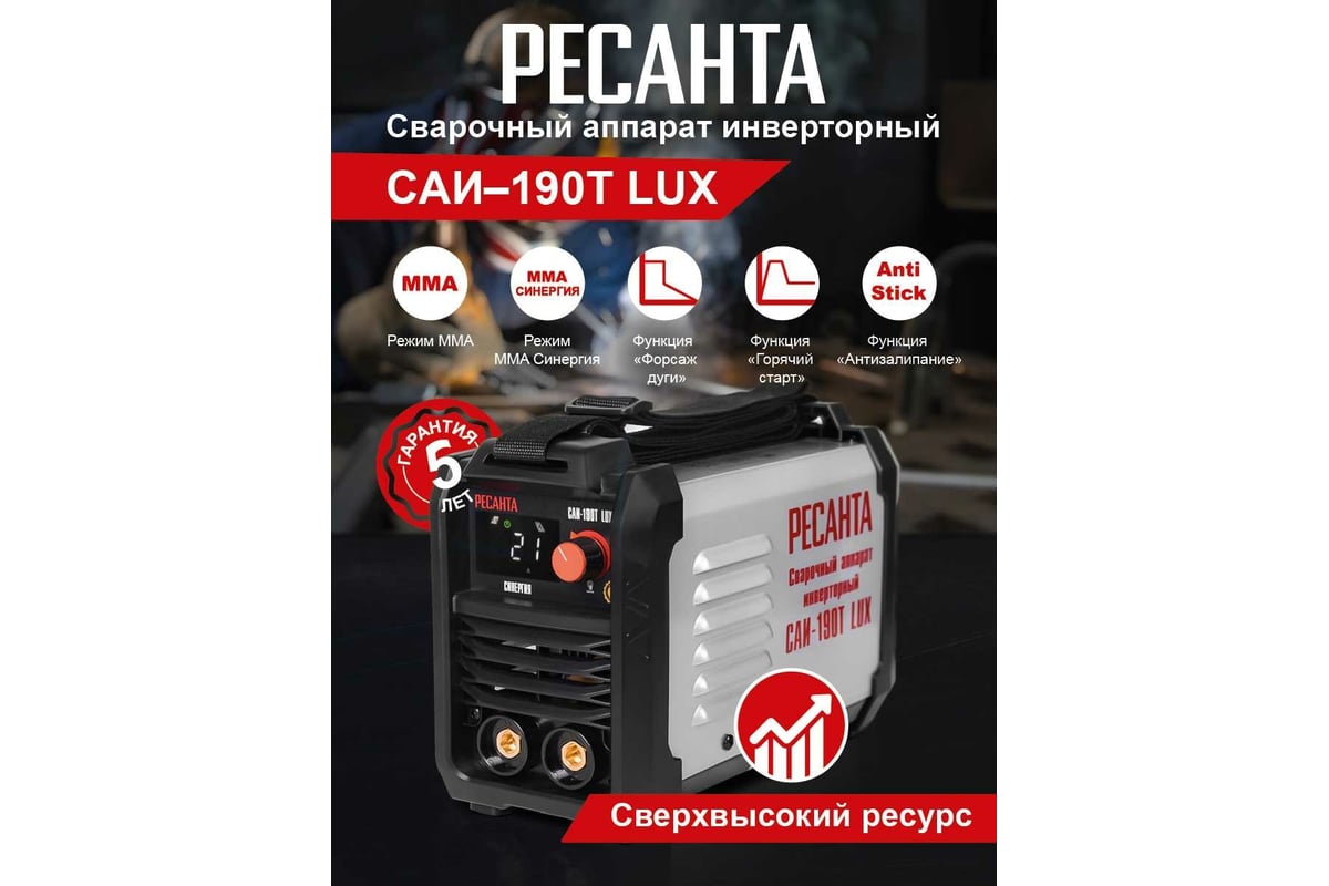 Сварочный инверторный аппарат Ресанта САИ-190Т LUX 65/70