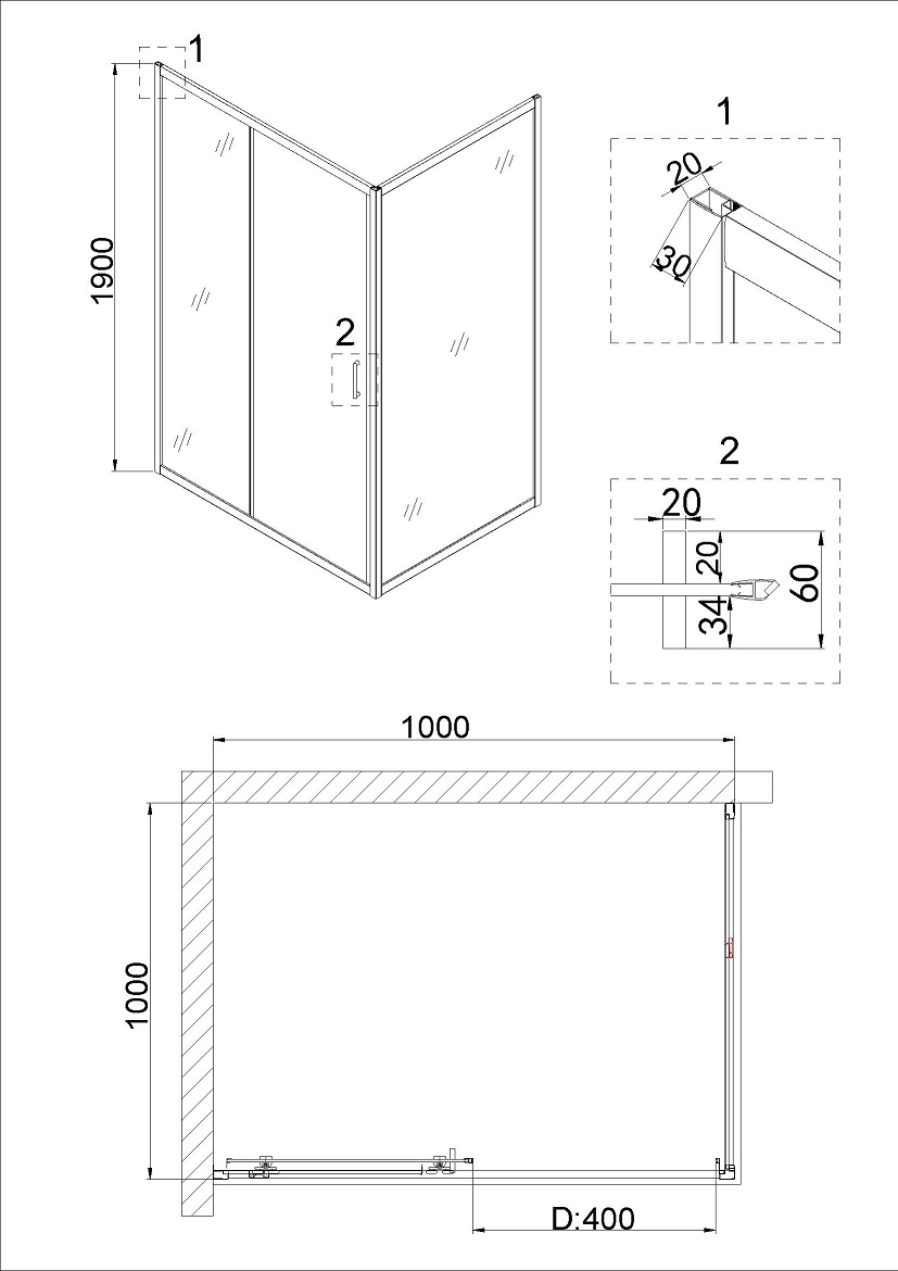 Душевая дверь Niagara Nova 100x190, прозрачное, хром NG-62-10A